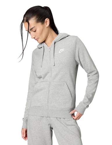 Nike Damen NSW Club Jacke, Dk Grey Heather/White, M EU