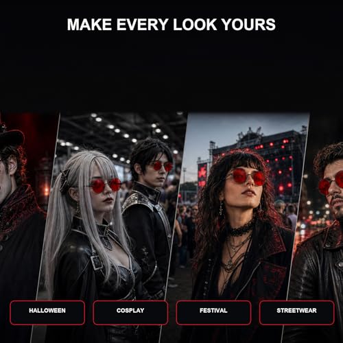 Image of PROUDDEMON Retro Gothic Steampunk Sunglasses for Women Men Round Lens Metal Frame