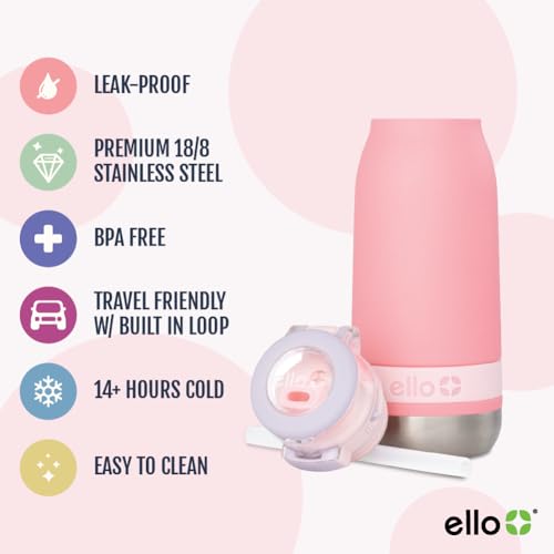 Image of Ello Emma 14oz Insulated Stainless Kids Water Bottle with Straw, Sweetheart