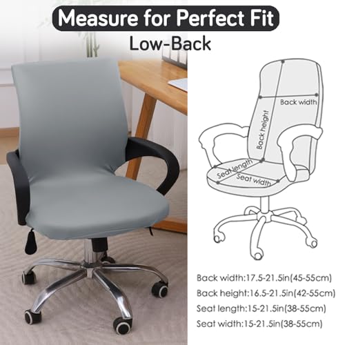 Image of HOKIPO 'SereneSolids' 140 GSM Office Chair Cover for Desk Chair (Low-Back) - 140 GSM Stretchable Fabric - Washable & Anti-Slip - Fits Small & Low-Back Office Chairs, Smokey Grey (AR-6222-SGRY-S)