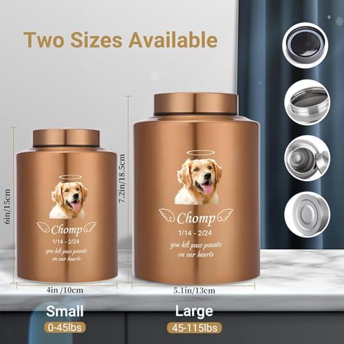 Urnen für Hunde Katzen Asche mit Name und Foto als personalisierte Pet Memorial Andenken Urne für Verlust von Hundekatzen (Engel)
