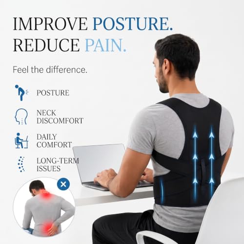 Image of ELVIAN Posture Corrector Belt for Men & Women, Adjustable Back Brace Unisex