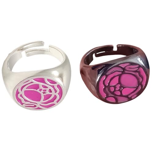 [Hushan] 薔薇の指輪 リング 非公式 天上ウテナcosplayに適用 コスプレ用小道具 バラ 指輪 自由なサイズ調整 アクセサリー 誕生日 プレゼント 漫画グッズ (2点のセット) [並行輸入品]