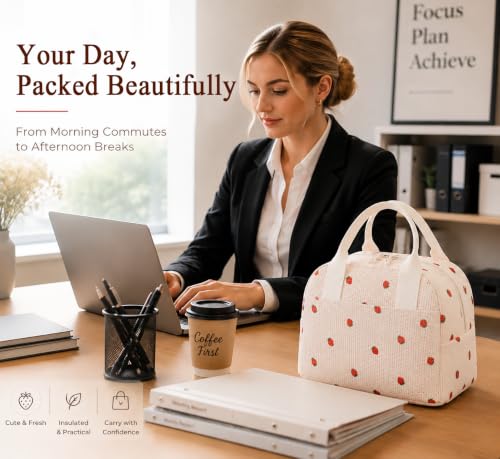 Image of LOVELYWIND Lunch Box for Women Cute Lunch Bags for Women Lunch Tote Bags Reusable Insulated Lunch Box Large Capacity Reusable Insulated Cooler for Work or Travel Gifts or Beach