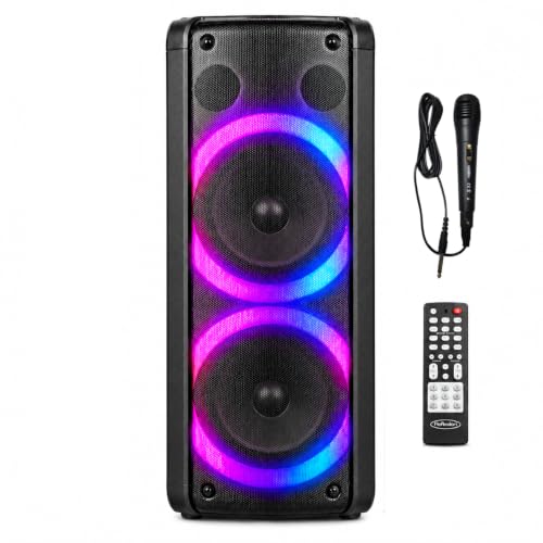 REFLEXION PS09BT - Altoparlante mobile Bluetooth per feste, DJ, karaoke, 500 Watt, radio UKW-PLL, effetto LED discoteca con cambiamento di colore, con microfono, batteria integrata, nero