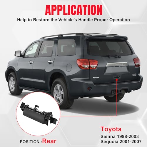 SYKRSS Tailgate Handle Liftgate Latch Handle Compatible with Toyota Sienna 1998-2003, 2001-2007 Sequoia | 69090-08010, 69090-0C080, 79600, UB3951090, TO1820100 — view 5