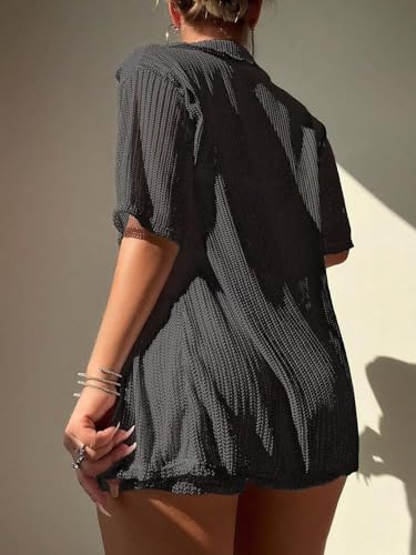 Women's Sheer Mesh Bathing Suit Triangle Halter Swimsuit Bikini Set Cover Up2