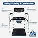 Eosprim Bedside Commode Extra Wide Seat, Heavy Duty Toilet Seat Riser, 3 in 1 Width and Height Adjustable Commode Chair, Portable Toilet for Adults, Shower Potty Chair for Elderly Disabled Seniors