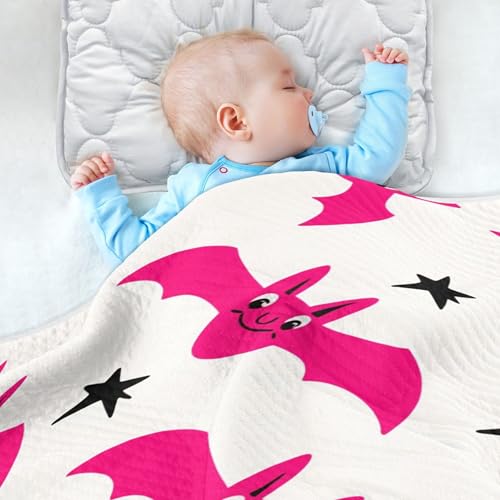 Burbuja Pink Bats Baby Blanket for Boys Girls, Nursery Soft Warm Swaddling Receiving Baby Blankets, 30x40 in Toddler Blanket4