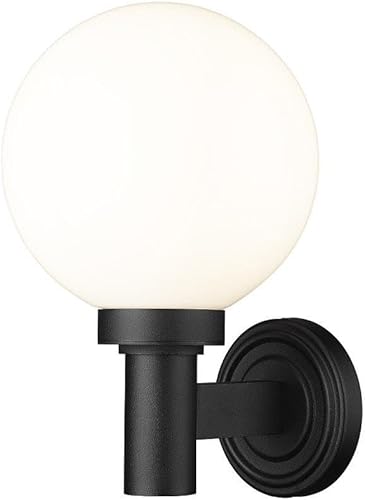 Z-Lite 597M-BK Laurent - 1 lámpara de pared para exteriores con cristal de ópalo en estilo moderno, 12.5 pulgadas de alto y 8 pulgadas de ancho Z-Lite 597M-BK Laurent - 1 lámpara de pared para exteriores con cristal de ópalo en estilo moderno, 12.5 pulgadas de alto y 8 pulgadas de ancho