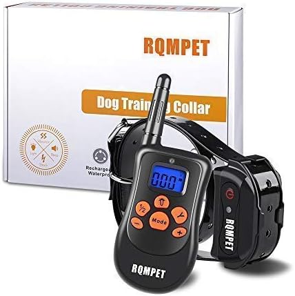RQM Premium Grade Dog Training Collar (1000 Foot Range & 100% Waterproof) Completely Rechargeable Remote and Collar - 3 Different Modes (Light Shock, Vibrate, or Tone) - Fits Large & Small Dogs