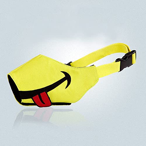 Footpet Dog Muzzle, Smiley Face Muzzle With Soft Breathable Air Mesh Nylon, Anti Biting Barking Chewing, Adjustable Dog Mouth Cover For Medium, Large Dogs (Yellow, M) #TOP6