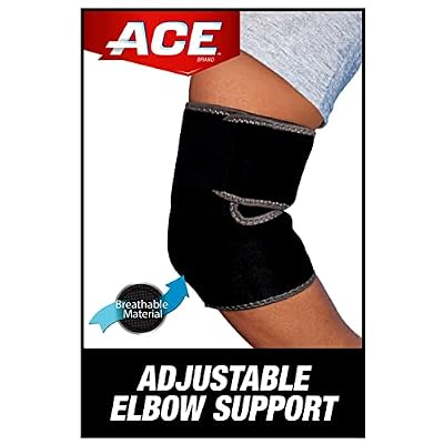ACE Brand Adjustable Compression Elbow Support, Moderate Support for Weak, Sore or Injured Joints, Adjustable Features, One Size Fits Most