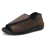 sekiueo Zapatillas Hombre Zapatos para Diabéticos Ajustables Sandalias para Caminar con Punta Abierta Extra Ancha para Pies Hinchados Y Edemas,Marrón,43 EU
