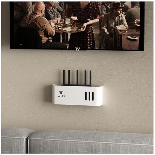 Wand Router Aufbewahrungsbox Weiß WLAN Box Router Regal TV Kabel Verstecken Box Router Kabel Cable Organizer Box WiFi Router Storage Box(Color:White)