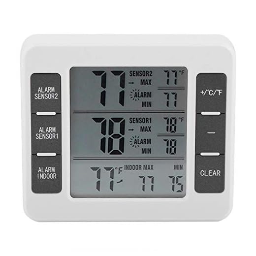 Trådlös digital termometer för kylskåp med akustiskt larm och 2 PIECES-sensor min/max display