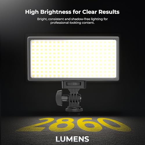 Image of Digitek (LED-D308) 25W Bi-Color LED Video Light with Hot Shoe Mount, 2700K-6500K Adjustable Color Temperature, 308 LEDs, 2860LM Brightness, For YouTube, Photography, Video Shoot (Battery Not Included)