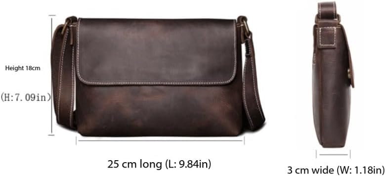 Retro Men's Genuine Leather Crossbody Bag with Shoulder Strap Large Capacity