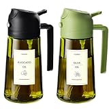 TrendPlain - Original 16oz/470ml Olive Oil Dispenser Bottle for Kitchen Gadgets and Air Fryer Accessories - Olive Oil Sprayer for Cooking w/Stickers - Black&Green