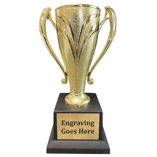 Victory Gold Cup Trophy with Custom Engraving – Personalized Award for Sports, Achievement & Recognition – Deluxe Black Base – Trophy Outlet