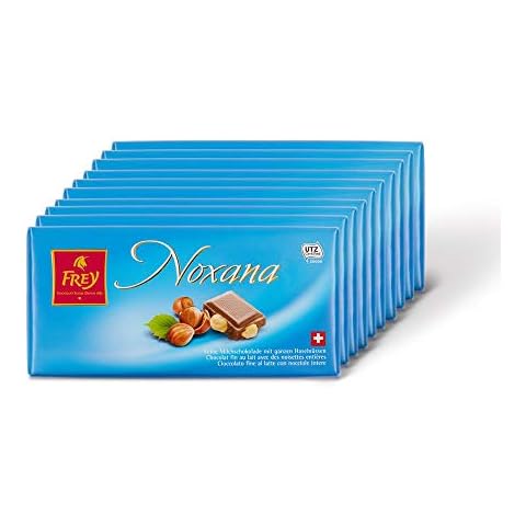 Frey 10x feine Milchschokolade mit ganzen Haselnüssen - Noxana Schweizer Milch-Nuss Schokolade Tafel Cover