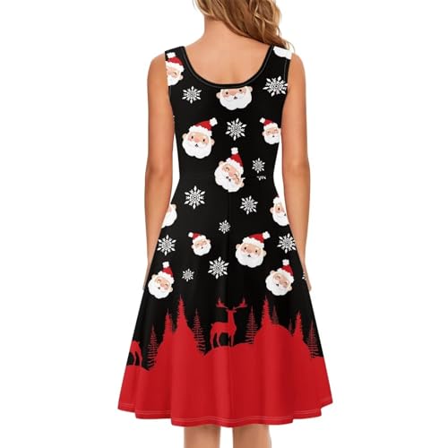 Image of Women Stylish Tank Dresses Sleeveless Round Neck Midi Casual Dress with Pocket for Summer