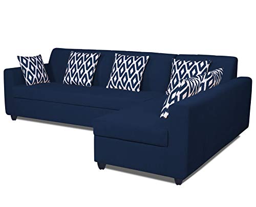 Image of Adorn India Rio HighBack L Shape 6 Seater Sofa Set (Right Hand Side) (Blue) (3 Year Warranty)