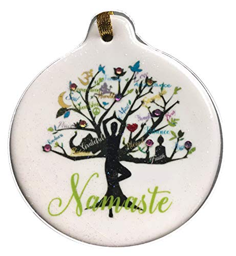 Laurie G Creations Yoga Tree Namaste Porcelain Gift Ornament Life Faith Love Peace Family Rhinestone Crystal Laurie G Creations Yoga Tree Namaste Porcelain Gift Ornament Life Faith Love Peace Family Rhinestone Crystal