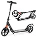 CRHBC Patinete Plegable para Adultos con Ruedas Grandes, Doble suspensión Deluxe Commuter Scooter Glider, Altura Ajustable, admite 330 lbs (Color: Negro)