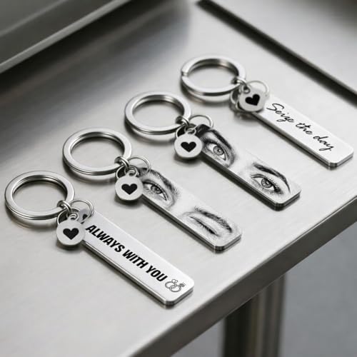 Image of Personalized Photo Keychain - Custom Laser Engraved Eye /half face Picture Keychain for Men & Women, High-Definition Portrait Keyring, Anniversary & Birthday Gift for Boyfriend /Husband Girlfriend