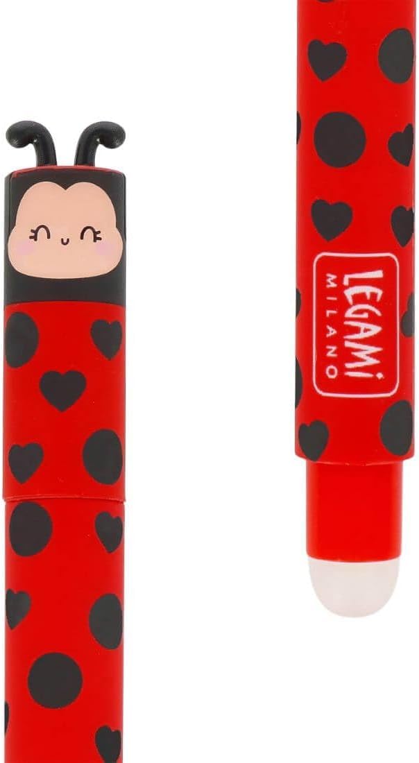 LEGAMI Set di 2 penne gel 0.7 mm nero e rosso sensibile alla temperatura Ladybug e ape