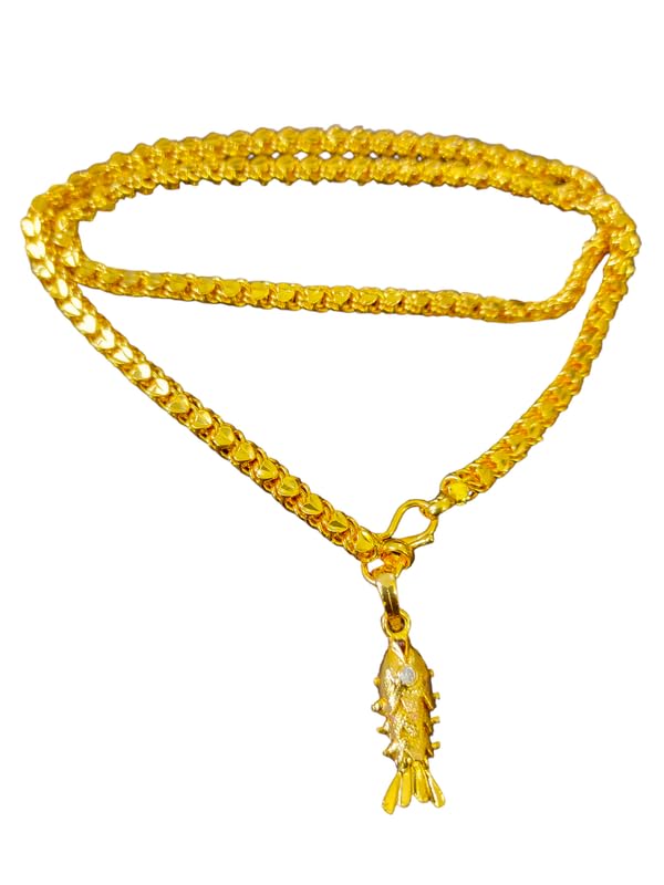Guarantee Double Side Fish Dollar Chain Short Chain 18 Inch for Men & Womens-image-6