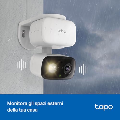Tapo C206 Telecamera Wi-Fi Esterno FHD, 360° Visuale, IP65, Visione Notturna a Colori con Spotlight, Rilevamento Smart AI, Audio Bidirezionale, Allarme Sonoro e Luminoso, Montaggio su Tavolo e Parete - Immagine 3
