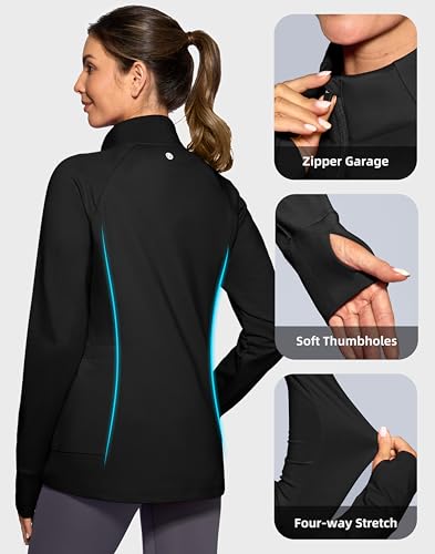G Gradual Women\'s Running Fleece Lined Jackets 6 Pockets Lightweight Water Resistant Puffer Warm Jacket for Hiking Travel (Black,L) - Thumbnail 5