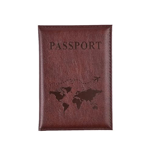 YETONADO Funda de piel sintética para tarjetas, funda para pasaporte, delgada, para viaje, billetera, regalo, rojo vino, Talla única