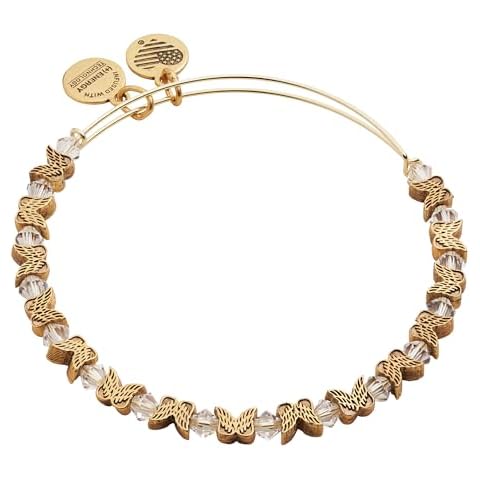 Alex and Ani Accents Angel Wing Beaded Expandable Bangle for Women, Rafaelian Gold Finish, 2 to 3.5 in Cover