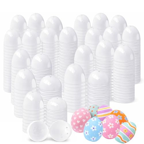 Chochkees White Fillable Easter Eggs 50-Pack Bright Plastic Easter Eggs with Hinge Perfect For Easter Egg Hunt Surprise Egg 2.25 Fillable Eggs