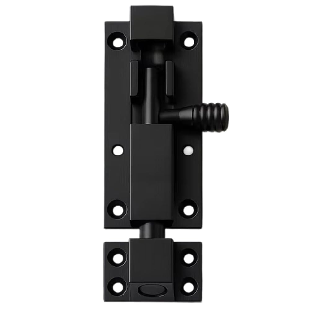 Jnchdghwa Black 3 Inch Metal Door Security Lock Buckle Sliding Gate Tower Bolt Catch Window Heavy Duty Thickened Home Hardware