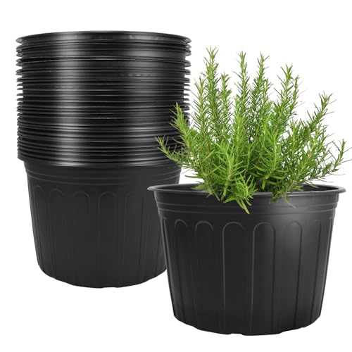 SLMKHHU 30 Pack 5 Gallon Plastic Nursery Pots,12.8 Inch Thic