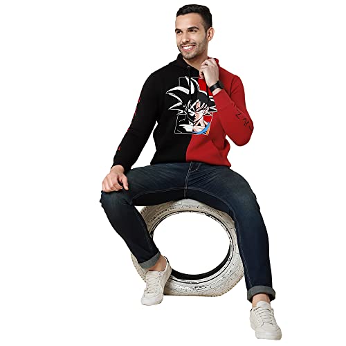 Image of Free Authority Dragon Ball Z Printed Regular Fit Black Poly Cotton Men's Hoodies