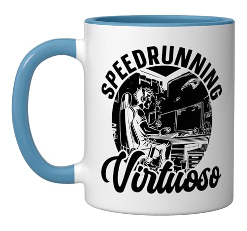 Speedrunning Gamer Mug Blue/White
