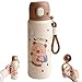 Capybara Water Bottle with Lid & Keychain Cute Insulated Stainless Steel Liner Water Bottle, 500ml Drinking Cup & Spout Portable Heat-Resistant Food Grade for Kids & Girls, | for Kids