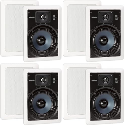 Polk Audio RC65i 2-Way Premium in-Wall 6.5' Speakers, Pair of 2 Perfect for Damp and Humid Indoor/Outdoor Placement - Bath, Kitchen, Covered Porches (White, Paintable-Grille)(Pack of 8)