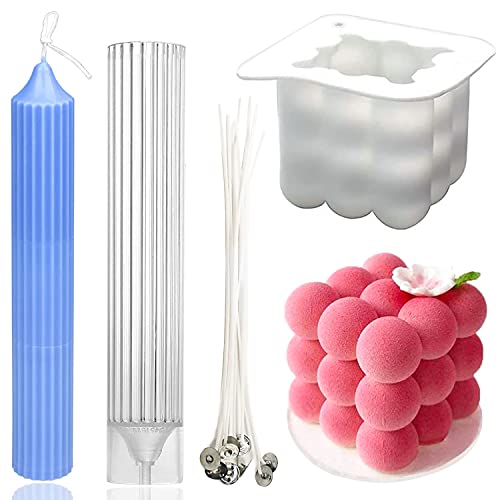 GIAK Kerzenform 3D Kerzen Gießform DIY kerzenformen Handgemacht Kerzen Silikonform Plastik Stumpenkerze Kerzenform für Herstellung von Kerzen 2 PCS Cover