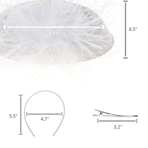 Image of DRESHOW Fascinators Hat Feather Headband Women's Fascinators Tea Party Headwear with Clip Flower Head Band for Girls & Women
