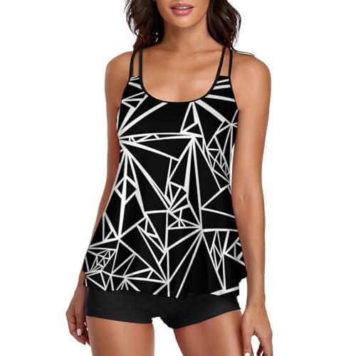 Maillot de bain tankini noir pour femme avec short de garçon et robe de plage