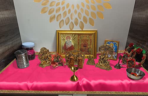 Image of Pooja Cloth for Mandir || Pooja Mandir Cloth || Mandir Decoration Cloth || Pooja Cloth Pink or Red (Set of 2)