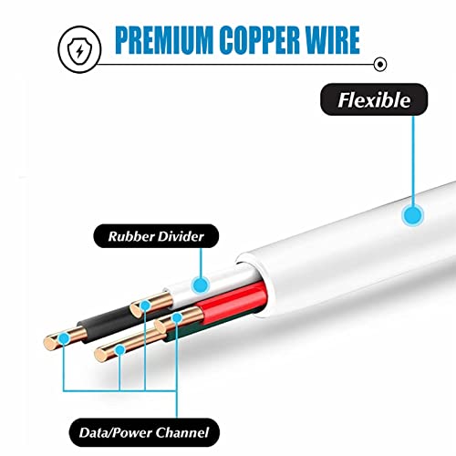 Cable de carga Micro USB blanco 5ft para laptop y teléfono miniatura 3