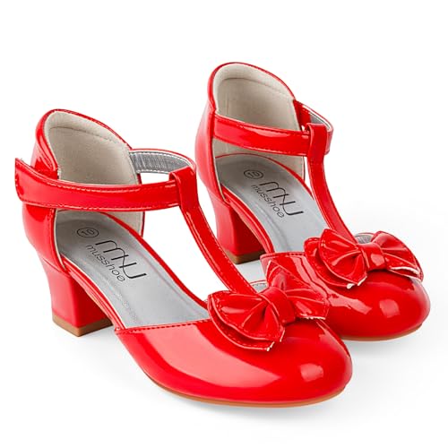 MUSSHOE Toddler/Little Kid Mary Jane Shoes for Girls Dress Princess Shoes for Party Birthday Wedding Low Heel Flats with Cute Bowknot3