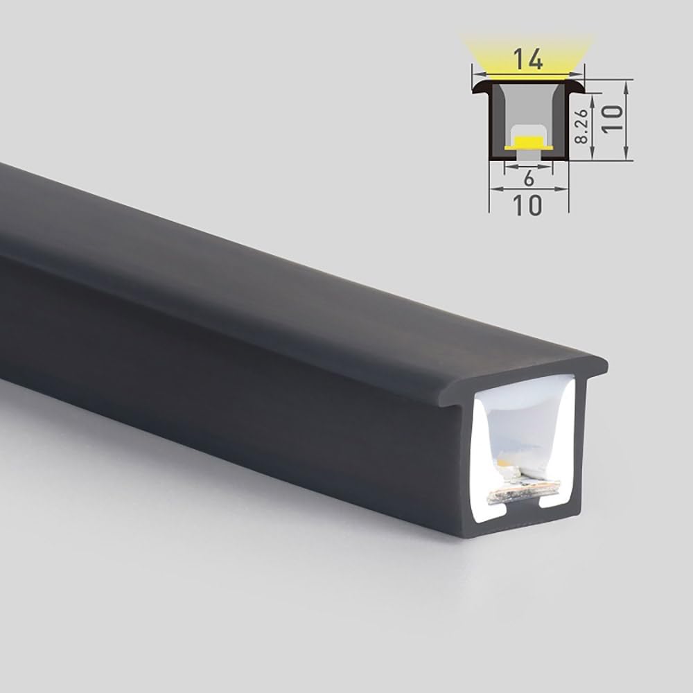 ledbox Led NEON Flex negro, 10x10mm, DC24V, 180Led/m, 5m, corte libre, 50w, Blanco cálido